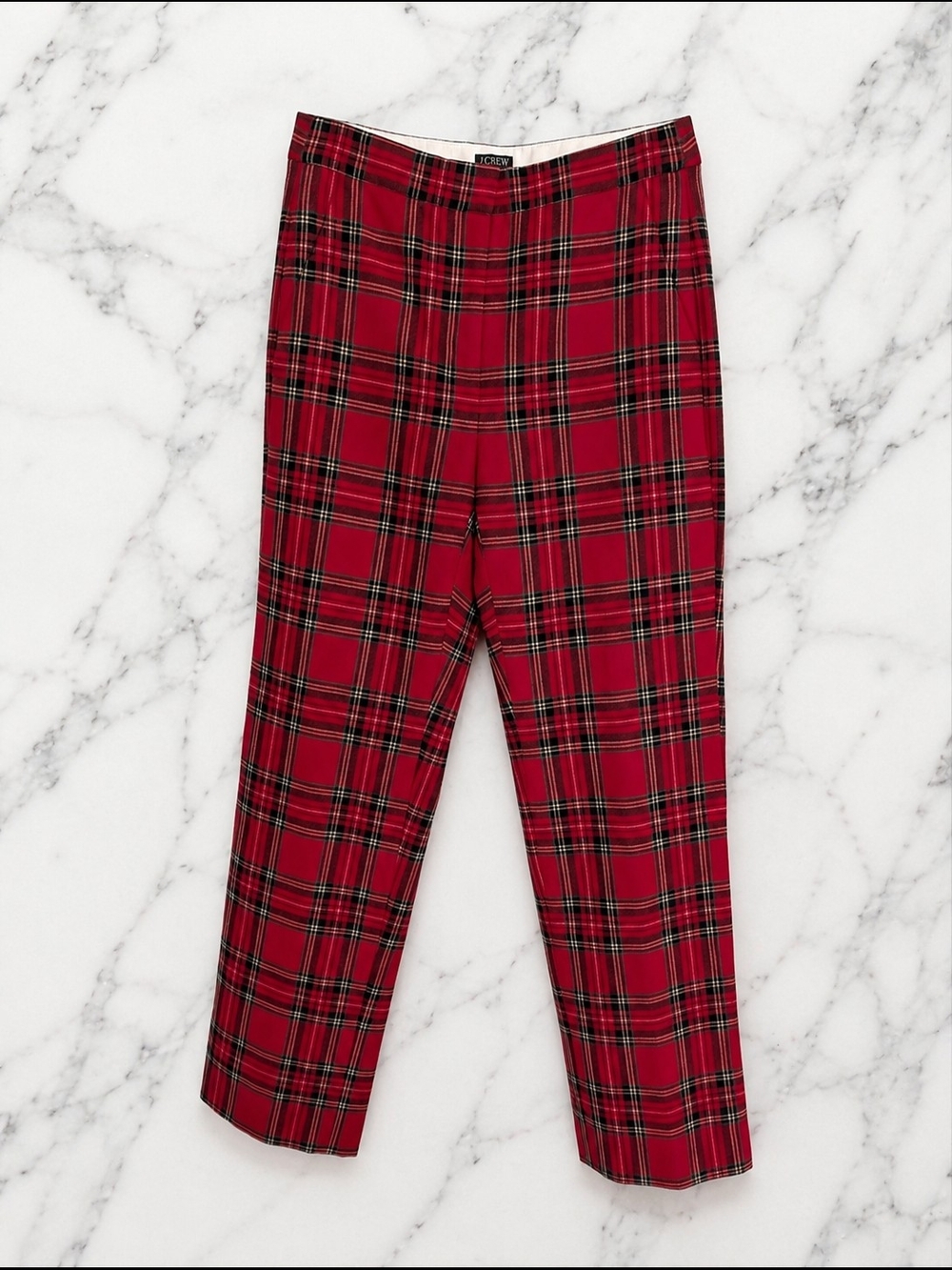 J.Crew Kate Red Tartan Plaid Pants Size 0 Holiday Christmas Skinny Ankle Career